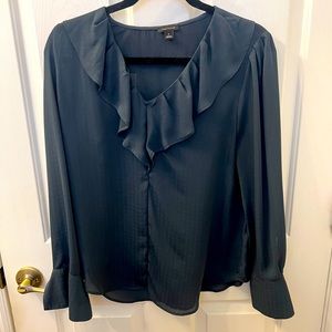 Ann Taylor, dark forest green blouse, size medium